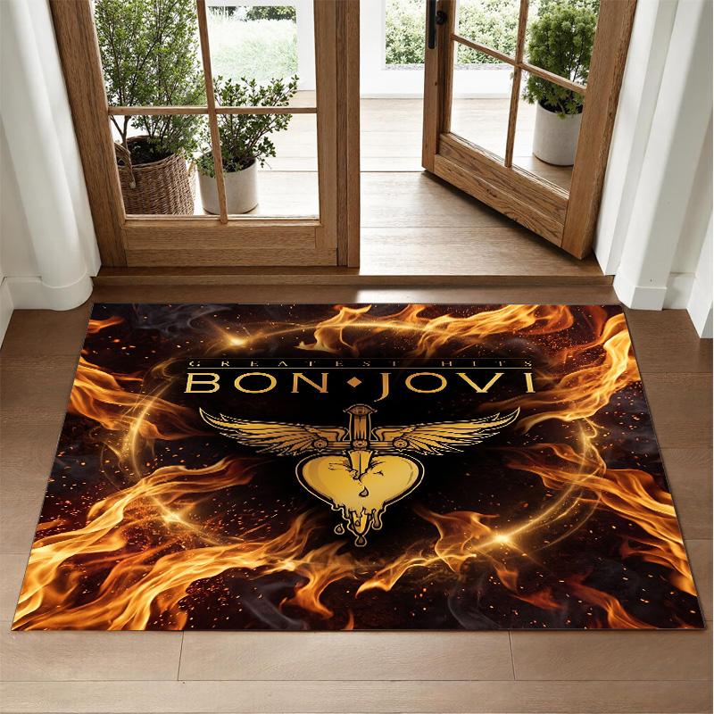 Bon Jovi Design Crystal Velvet Rug Soft Decorative Mat for Bedroom Entrance