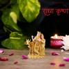 1 st Shree Radha Krishna Idol-Guld Murti Staty Dekor,Kontor,bilinstrumentbräda, Mandir, Bordsdekoration, | Gåva till honom
