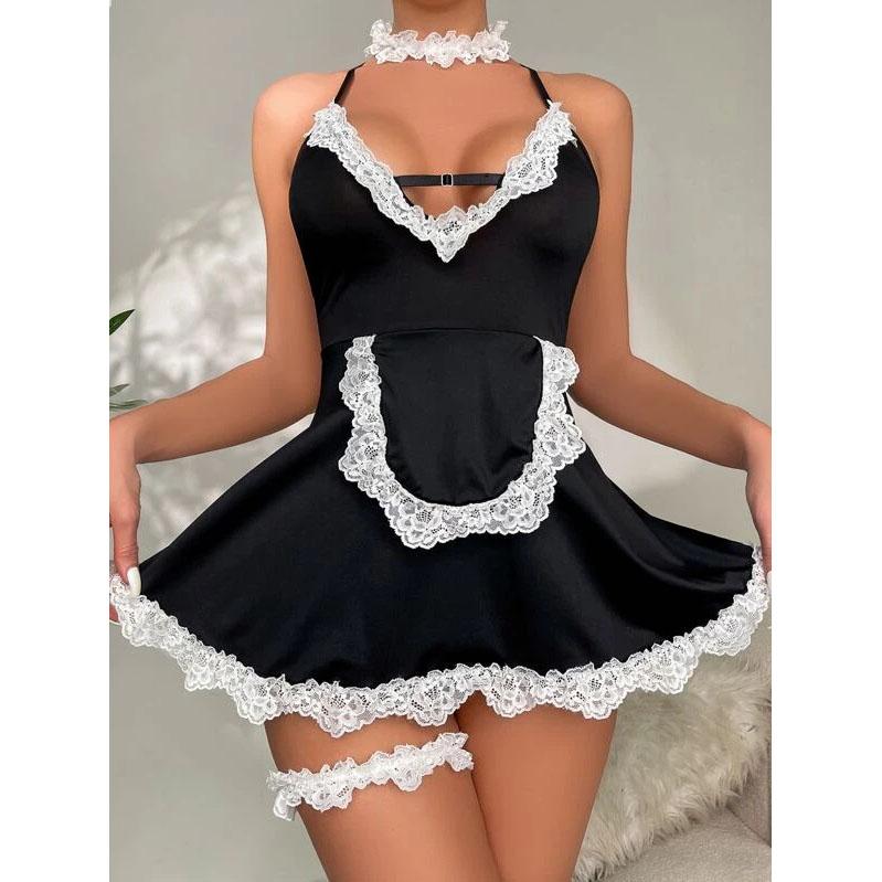 Sexy Lingerie Exotic Porn Women Cosplay Lolita Outfit Crotchless Underwear  Maid Dress Uniform Erotic Costumes Role Play Costume