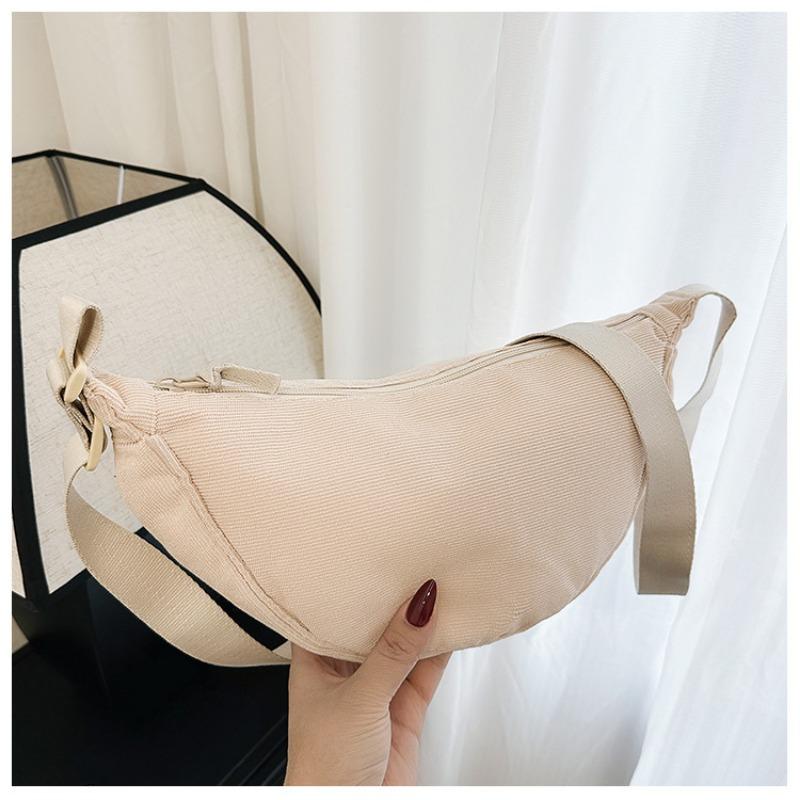 Japanese Single Dumpling Bag Corduroy Autumn and Winter New Women's Shoulder Bag Men's Satchel Underarm Bag Lightweight