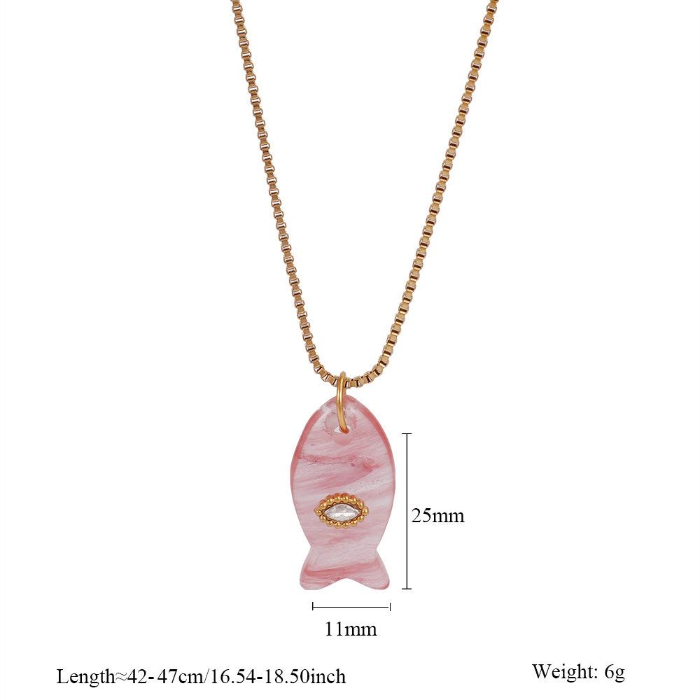 Yori Simple Versatile Natural Stone Fish Stainless Steel Necklace Jewelry for Women Animal Ocean Style Choker Suitable