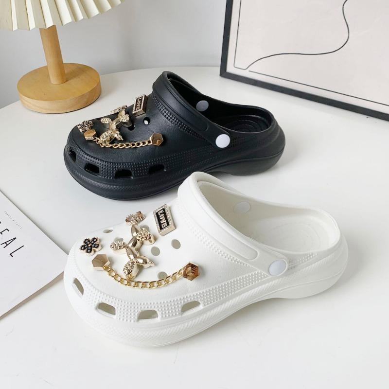 10PCS Shoe Charm for Crocs DIY Advanced Golden Retro Chain Shoe Decoration Buckle for Croc Charms Hole Shoes Accessories