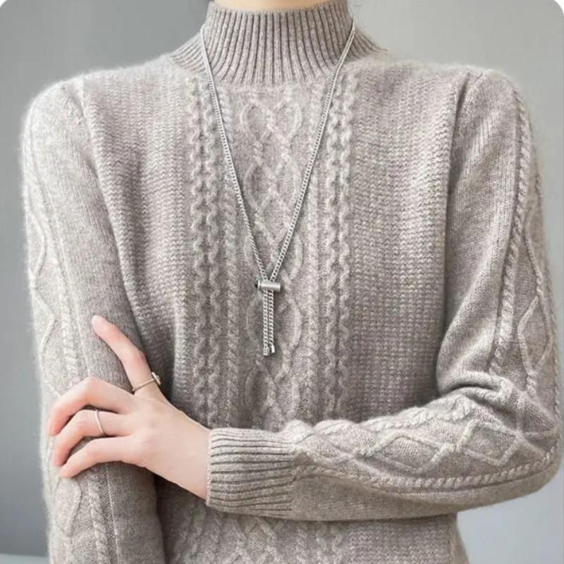 

Осінь-зима Жіночий светр Теплий кашеміровий светр Вільний пуловер великого розміру Водолазка Трикотажна сорочка S хакі