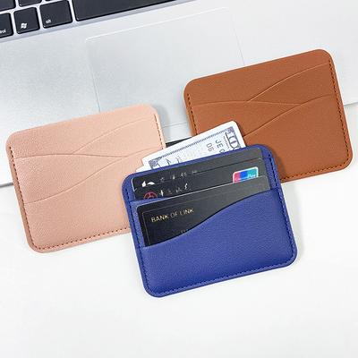 Fashion Wavy Leather Card Bag Women Men Ultra-thin 4 Slots Card Holder Soft PU Leather Bank Credit Card Case