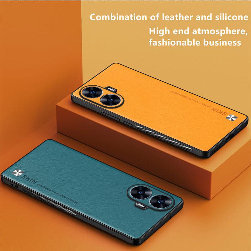 For Realme C53 C55 C61 C63 Luxury PU Leather Case For Realme C63 Soft Bumper Cover Matte Silicone Phone Case For Realme C55 Case