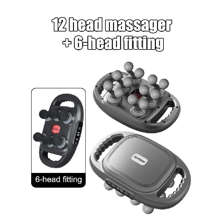 6+12-Head Deep Muscle Massager Gun High-Frequency Vibration Fascia Therapy with for Relaxation And Back Pain Relief