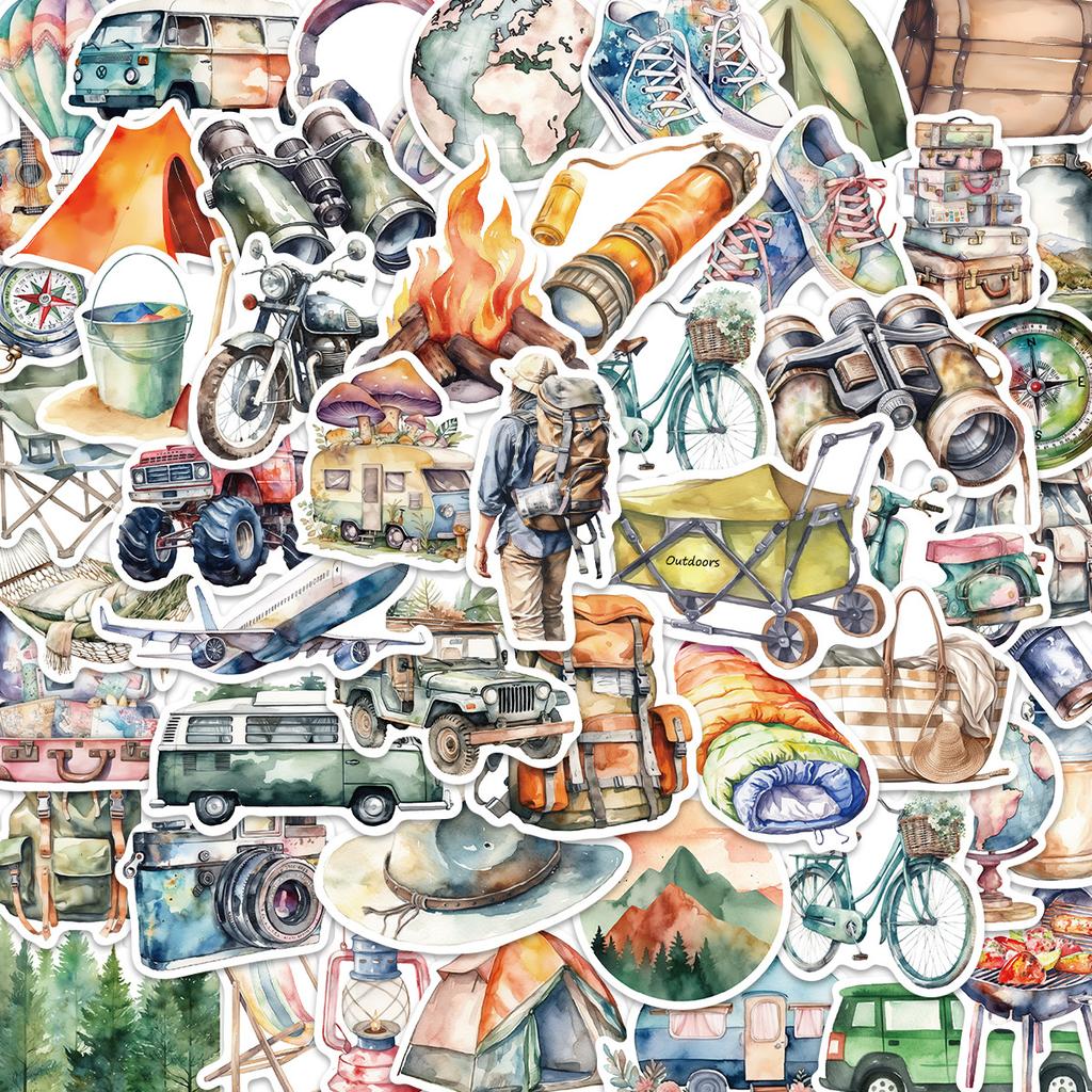 50 Watercolor INS Outdoor Graffiti Stickers Personalized Decorative Guitar Notebook Suitcase DIY Waterproof Stickers