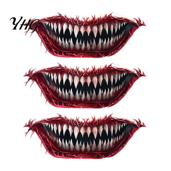 Spooky Theme Party Accessories 3Pcs Realistic Scary Mouth Tattoos for Halloween Zombie Vampire Clown Party, Waterproof Quick Stage Performance Makeup