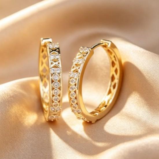 Hollow Carved Diamond Stud Earrings Everyday Versatile Retro Geometric Pattern Earrings