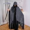 Halloween Hooded Cloak Adult Grim Reaper Cosplay Costume with Scythe Medieval Renaissance Wizard Cape for Haunted House Props