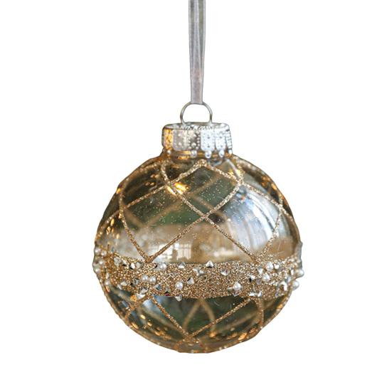 Christmas Ball Ornament Faux Pearl Glittery Tree Decoration Festive Hanging Baubles with Rope Party Decor