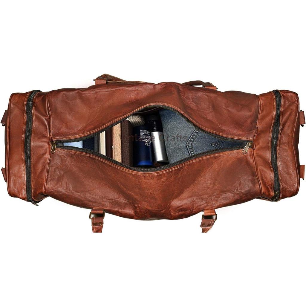 Leather Duffel Bag Large 32 Inch Single Pocket | Travel Tote Carryon Bag Gym Sports Weekender Overnight | Duffle Bag For Men and Women