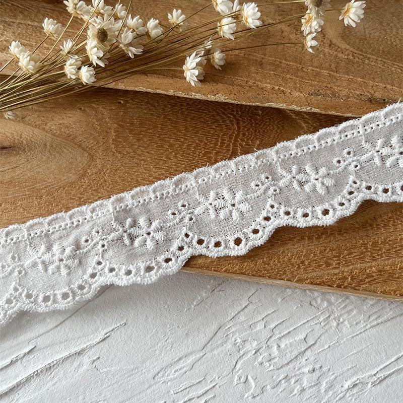 

Японская белая хлопковая вышитая кружевная отделка для самостоятельной одежды - материалы для аксессуаров в виде юбки с ажурным бантом