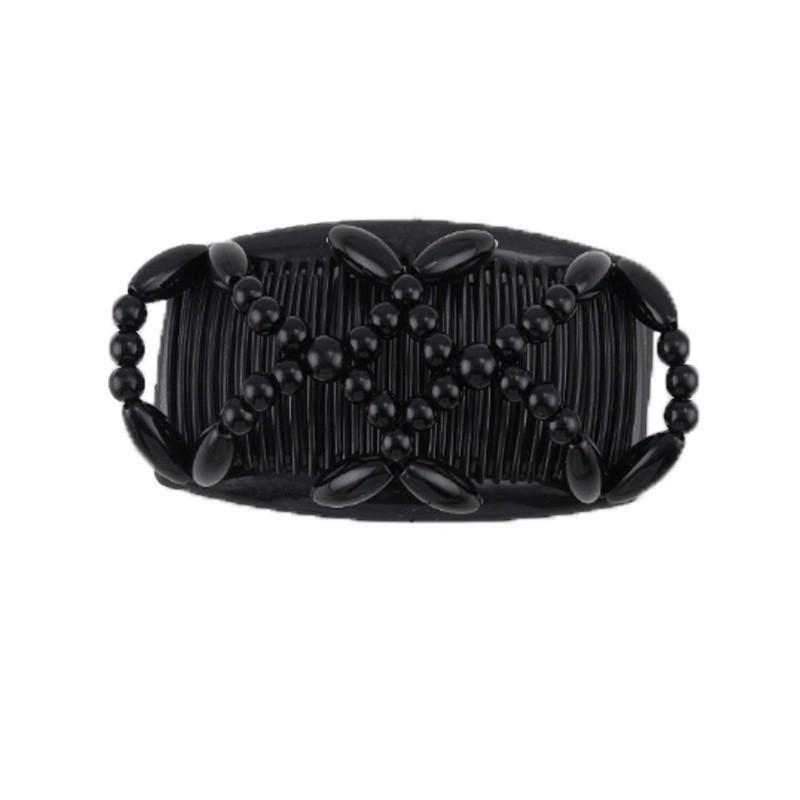 Large Handmade Beaded Elastic Magic Hair Comb with Flower Headpiece - Versatile Double Row Insert for Styling and Bun Making