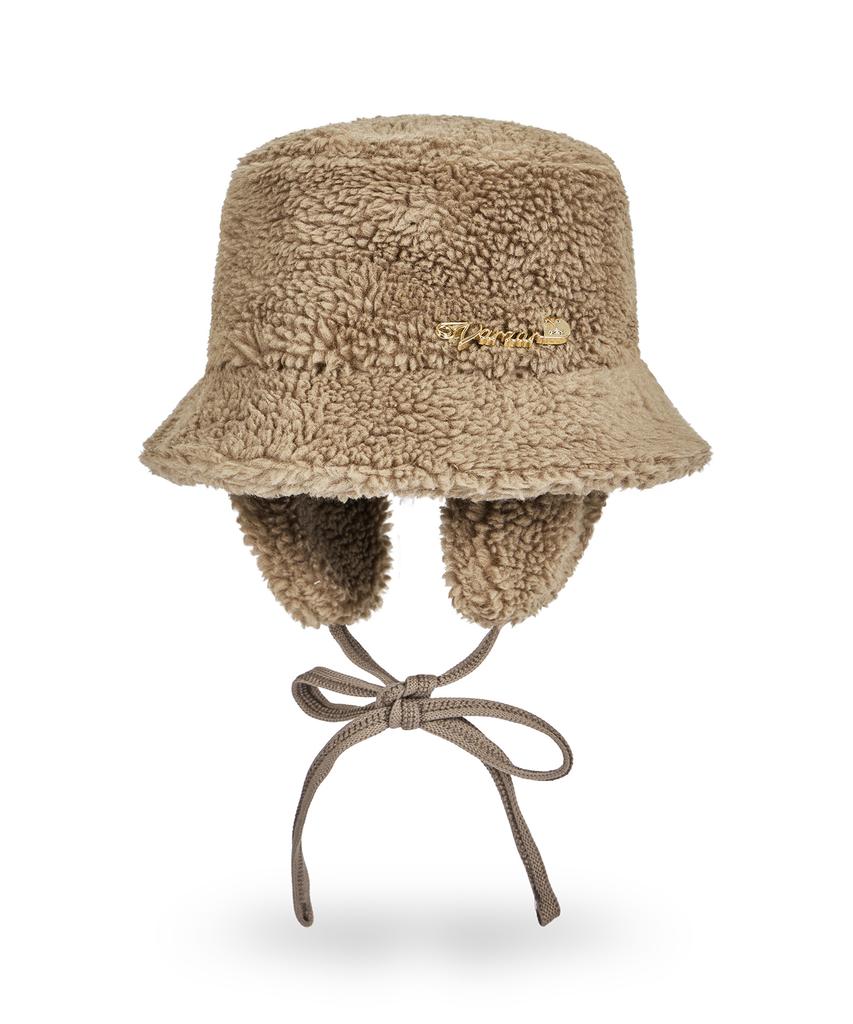 Bajal Safety Fin Sherpa Fur Flap Bucket Hat Taupe