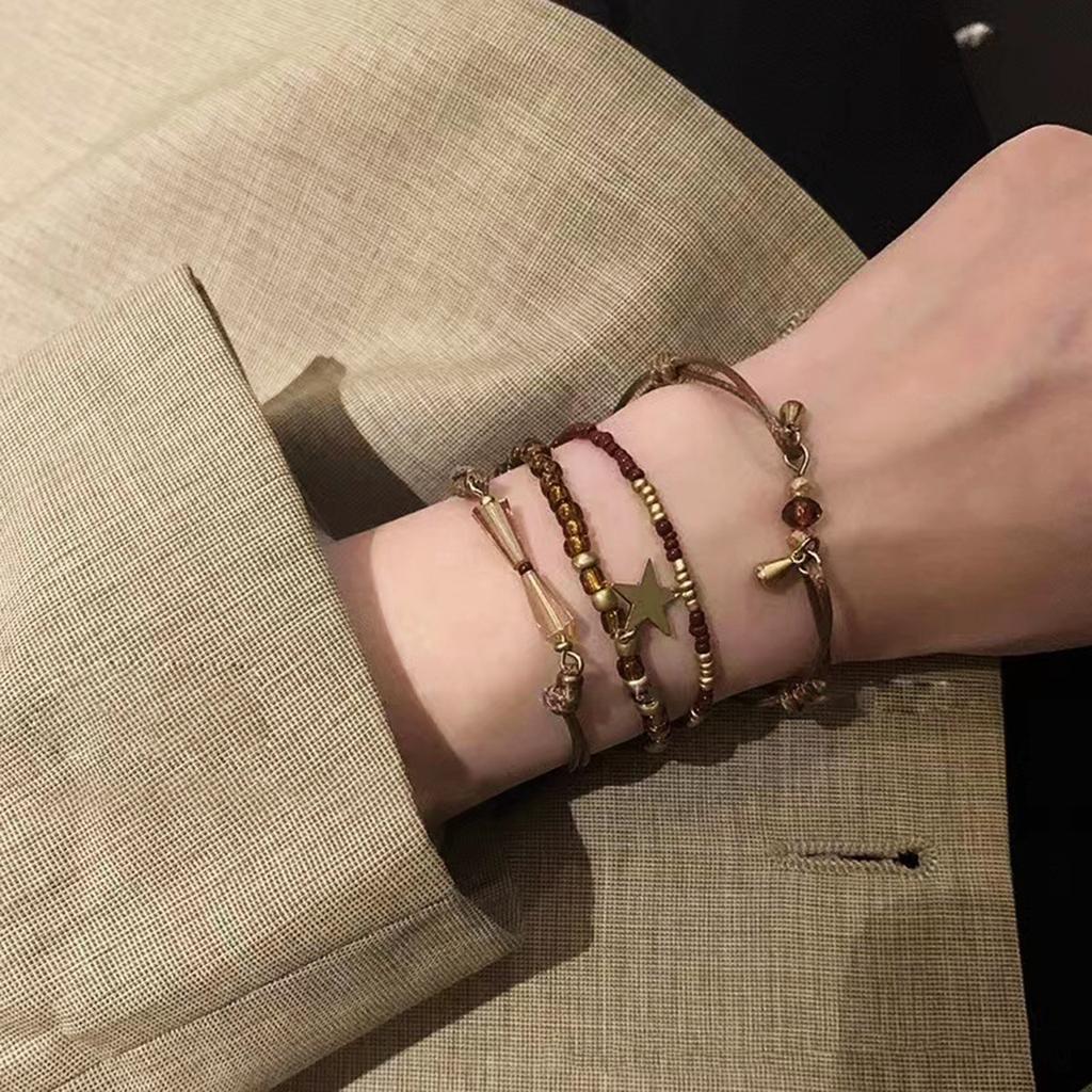 Beaded Wristband Women Geometric Braided Jewelry Fashion Accessory Geometric Bead Hand Jewelry Unisex Braided Wristband