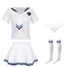 [Rhowena] Sailor Uniform Cosplay Sexy Costume Cute School Uniform White Short-Sleeve Skirt Stockings 3-Piece Set Plus Size Sailor Outfit Cosplay