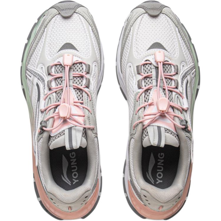 Li Ning Kids Fashion Comfortable Durable Low Top Casual Shoes Kids Sneaker Gray White YKCV094-2