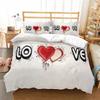 3D Love Heart Romantic Theme Valentine's Day Bedding Set Boys Girls Twin Queen Size Duvet Cover Pillowcase Bed Kids Adult