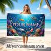 Fish Ocean Theme Beach Towel Personalized Custom Name & Text Soft Quick Dry Beach Towel for Swimming Travel