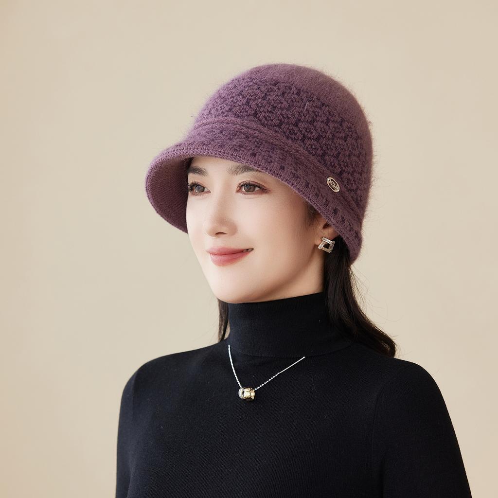 Hat Female Winter Velvet Thickened Mother Hat Old Lady The Elderly Cold Warm Windproof Knitted Wool Basin Hat