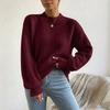 Women's Casual Color Mock Neck Long Sleeve Pullover Sweater Knit Top