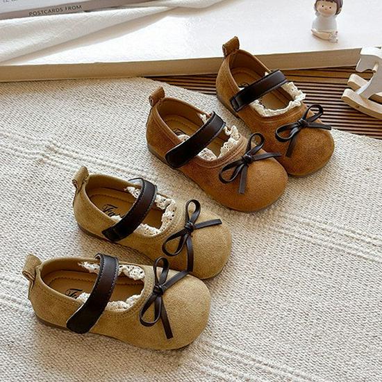 2026 Korean Style Mary Jane Flats: Soft Sole Suede Princess Shoes for Little Girls, Perfect for Spring and Autumn