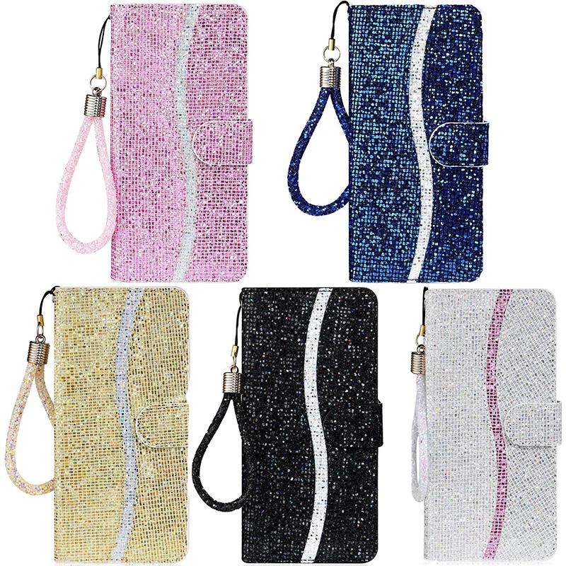 Wallet Flip Glitter Leather Case For Samsung Galaxy A51 A52 A53 A72 A71 A50 A70 A11 A21S A42 A13 A22 A32 A73 Note10 20 S9 S10