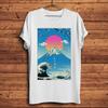 Ikigai In Kyoto Fujiyama Sakura Funny Ukiyoe Tshirt Unisex White Casual Short Sleeve T Shirt Homme Unisex Streetwear Breathable Tee