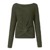 Women Long Sleeve Solid Color V-neck Sexy Cross Knotted Panel Sweater 