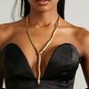 Gold Snake-Shaped Long Necklace for Women - High-End Niche Design Snake Bone Chain Clavicle Chain