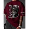 European and American Men's Summer Figure Wealth Letter Print Comfortable and Breathable Round Neck Tshirt Outdoor Street Top