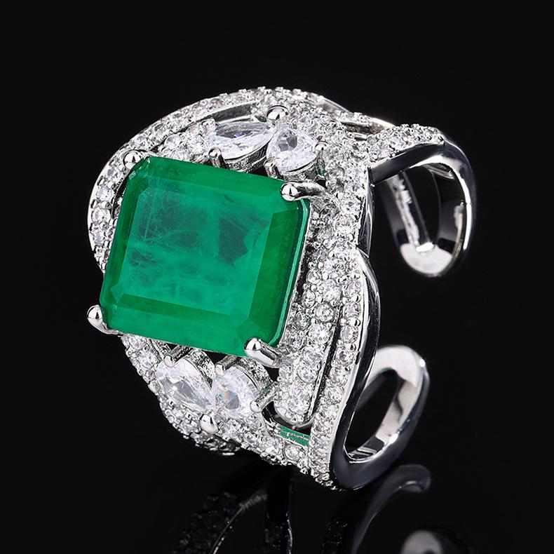 

Jewelry Design Pink Gemstone Ring Heavy Industry Set Emerald Paraiba Gemstone Ring