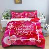 New 3D Love Heart Duvet Cover Valentines Gift Bedding Set for Girls Women Couples Soft Polyester Quilt Cover Home Textile