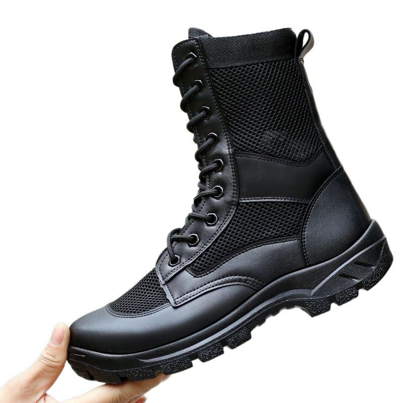 Men's Ultra-Light Mesh Combat Boots - Breathable High-Top Outdoor Workwear & Security Footwear
