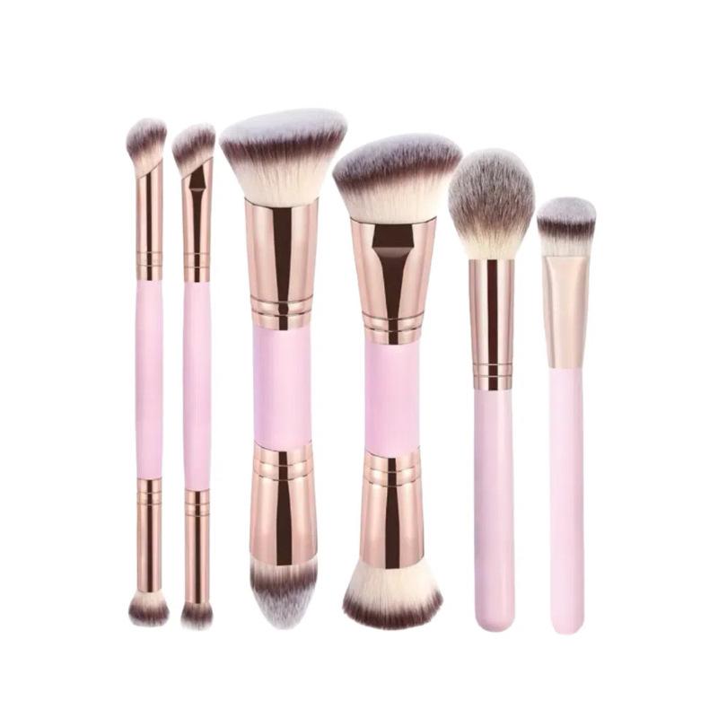 5 oboustranných štětců na make-up: Make-up, Tvářenka, 3-barevná kontura, Měkké štětiny, Sypký pudr, Sada kosmetických nástrojů