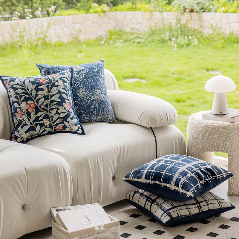 Light Luxury Throw Pillow Cover 45x45CM Living Room Sofa Square Blue Waist Cushion Cover Decor Home Decorative Pillowcase