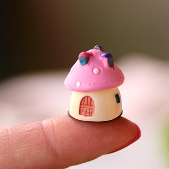 Mini houbový dům Figurka Miniaturní doplňky pro pohádkovou zahradu Malá pryskyřičná chaloupka Soška pro DIY Terárium Mechový krajinný květináč Bonsaj Dekorace