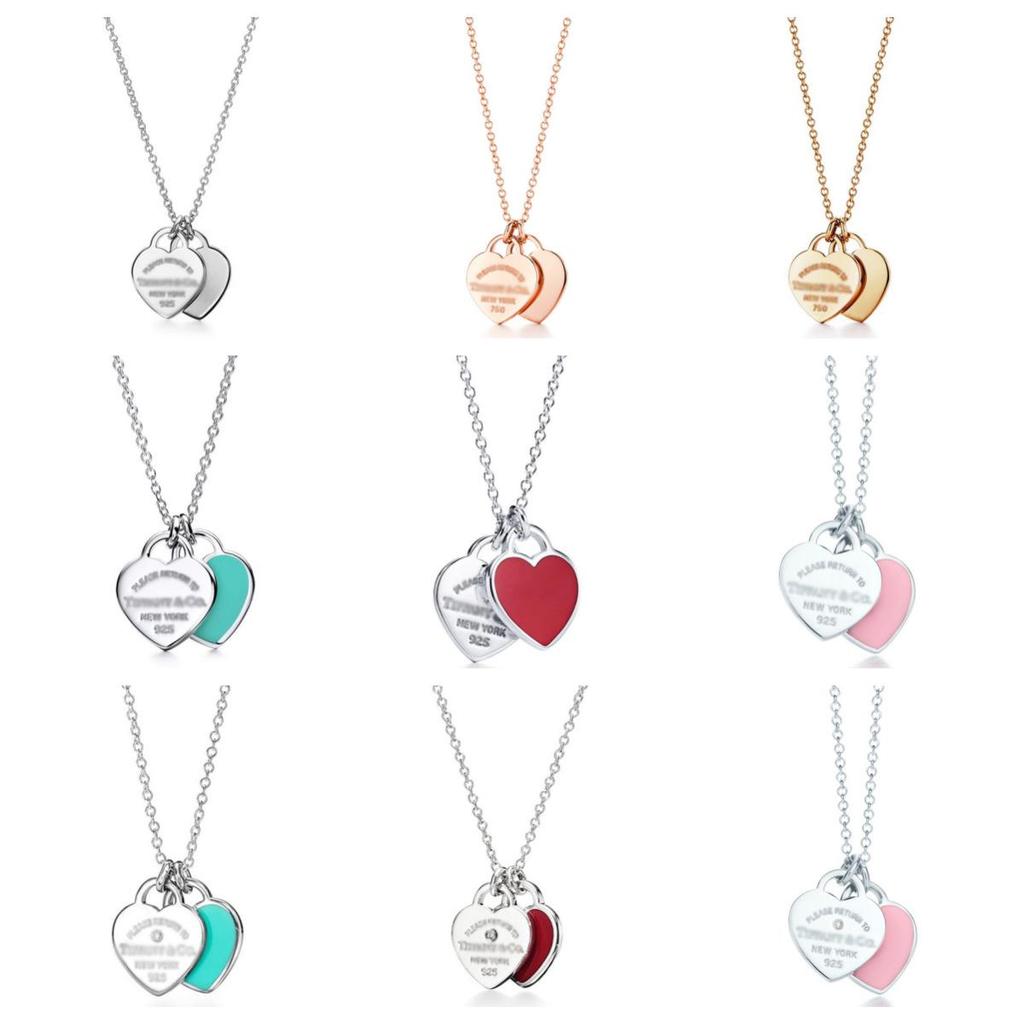 Colar Pingente Coração Clássico da Marca T com Strass, Design de Coração de Amor Banhado a Ouro