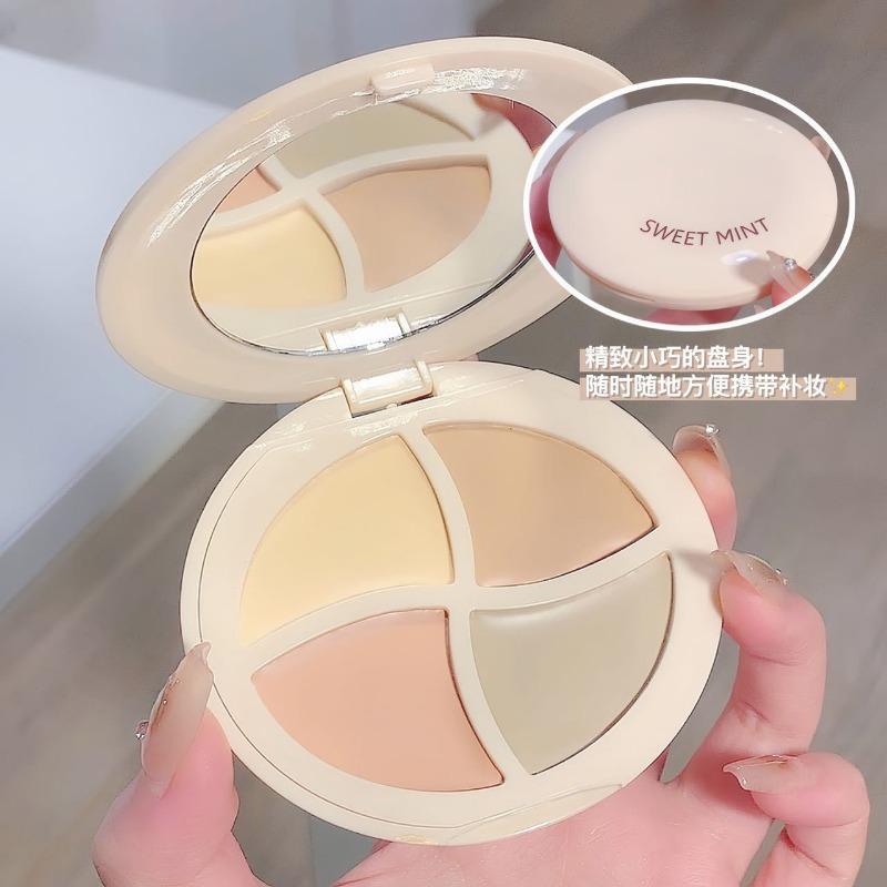 Four Color Face Concealer Cover Dark Circles Spots Brighten Even Skin Tone