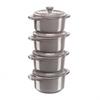 Staub Ceramic Mini Cocotte 10cm (Antique Gray) 4-piece Set