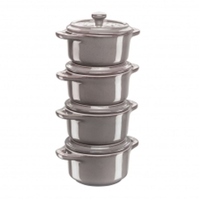 Staub Ceramic Mini Cocotte 10cm (Antique Gray) 4-piece Set