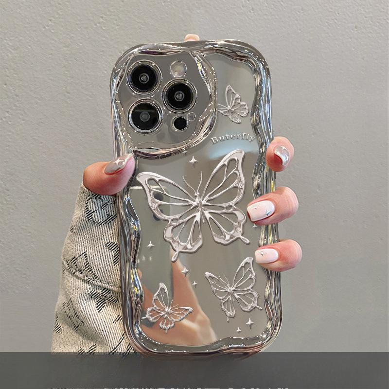 Applicable To Apple 15promax Mobile Phone Case Iphone14 Line Bow Bracket 13/12 Silver Plated 11 Women