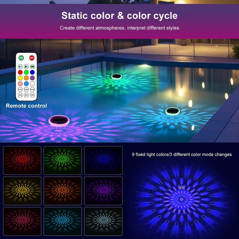 Pool Floating Lights Solar Powered Pool Lights IP68 Waterproof Colorful 9 Lighting Changing Lamp With 3 Timing Mode Decoration