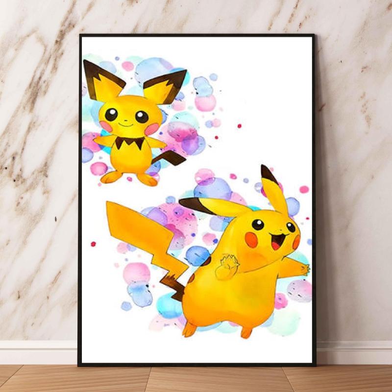 Japanese Anime Canvas Paintings Pokemon Eeveelution Watercolor Style High Quality Art Children Gifts Living Room Home Decoration