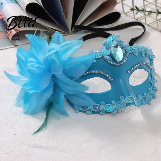 Venetian Style Mask Half Face Masquerade for Women Mesh Flower Rhinestone Mask Costumes Accessory Halloween Carnival Prom Ball Party