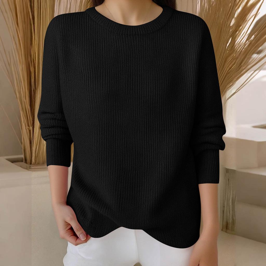 Long Sleeve Pullover Sweaters For Women O Neck Casual Cute Printing Knit Oversized Sweater
