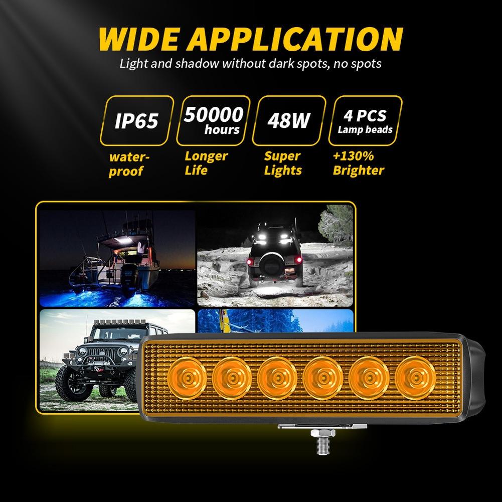 6Inch Car Light IP65 Waterproof LED Work Light Bar 12V Fog Headlight Driving Lamp For Car Motorcycle 3030 LED Chips White Yellow