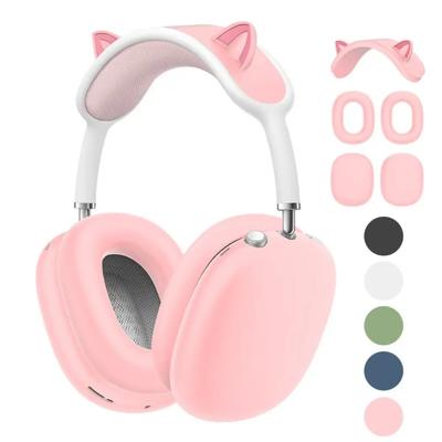 Neues 3-in-1-Katzenohren-Design Silikon-Kopfhörer-Schutz Geeignet für AirPods Max Headset Ohrkappe, Schale, Kopfbügel Zubehör