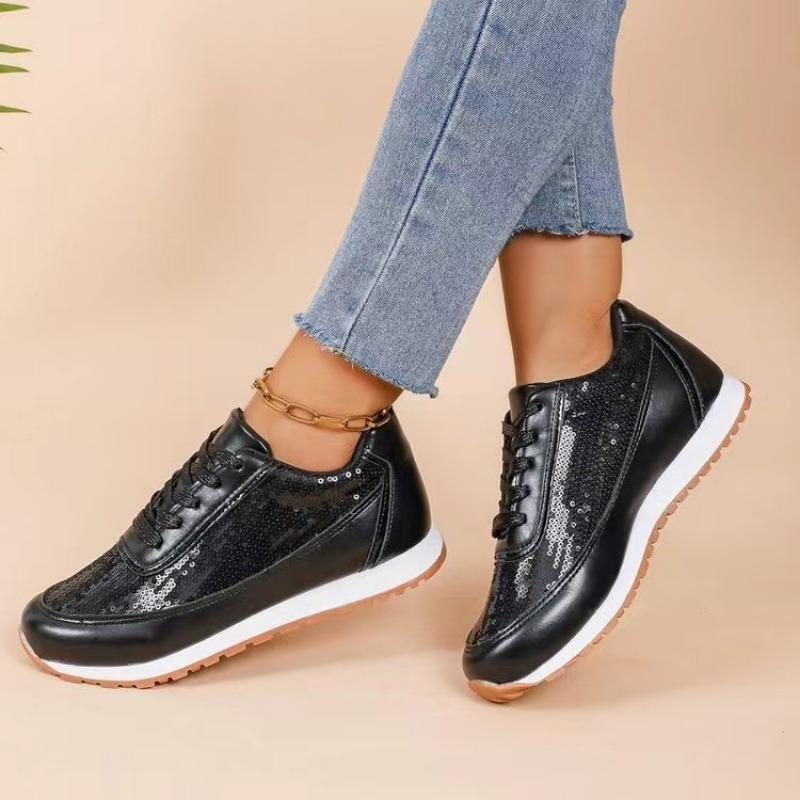 New Thick-soled Front Lace-up Casual Sports Shoes for Women Large-sized Low-top Single Shoes for Running